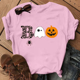 Halloween Costumes Pumpkin Face Boo Printed Short Sleeve T-shirt
