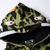 Bathing Ape Hoodie Two-Hat Camouflage Hoodie Men's and Women's Hooded Cardigan Shark Sweater Jacket