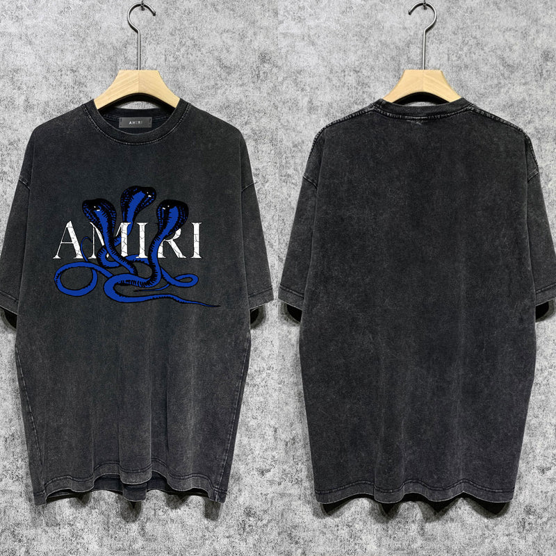 Amiri washed t-shirt new font cobra printing short sleeve