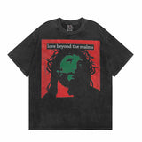 SAINT MICHAEL Vintage T Shirt Direct Spray Washing Water Old Short Sleeve