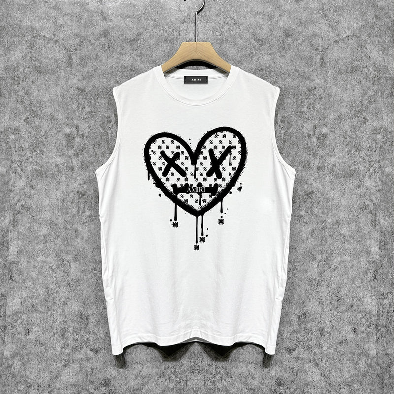 Amiri tank top splash paint heartprinting