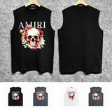 Amiri tank top flower skull printing