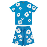 Denim Tears Outfit:T Shirt/Shorts (Separate Purchase Options) Puff Print Short Sleeve T-shirt Loose Couple Shorts Suit