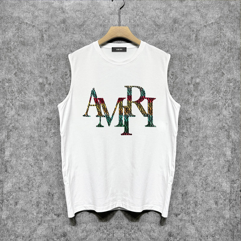 Amiri tank top rainbow letter printing