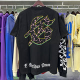 Godspeed T Shirts Guitar Skull Denim Print Casual Crew Neck Short Sleeve Men and Women