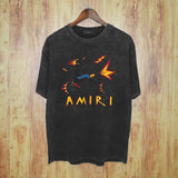 Amiri washed t-shirt motorcycle skull printing short sleeves