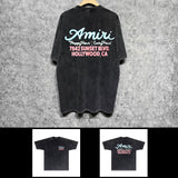 Amiri washed t-shirt wine glass letterprinting short sleeves