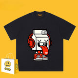 Drew T Shirts Cotton Short Sleeve Cartoon Graffiti
