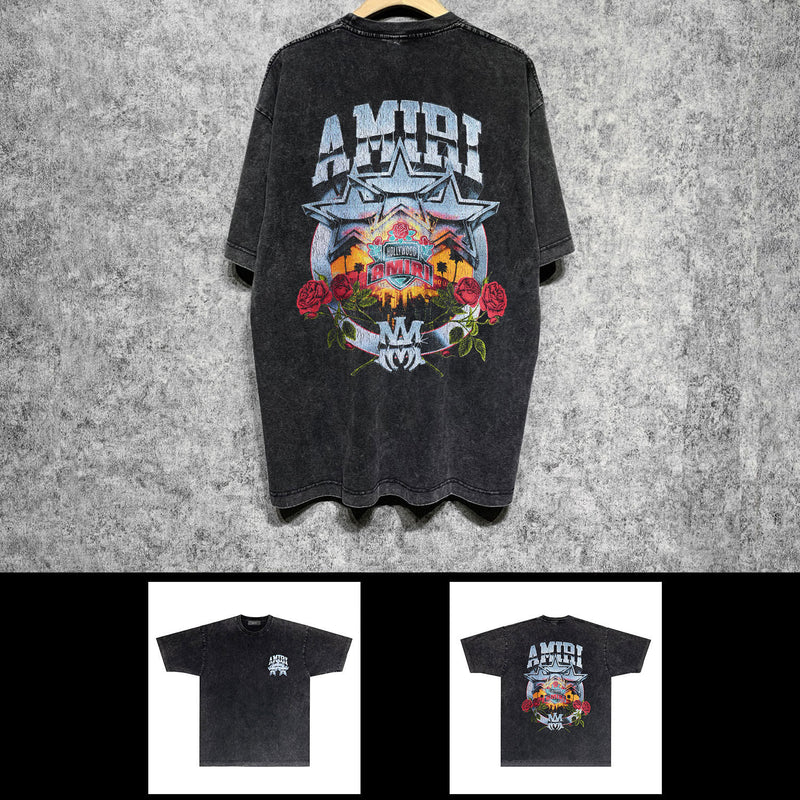 Amiri washed t-shirt five star rose short sleeve