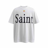 SAINT MICHAEL Vintage T Shirt Rainbow Apple Print Loose Short Sleeve