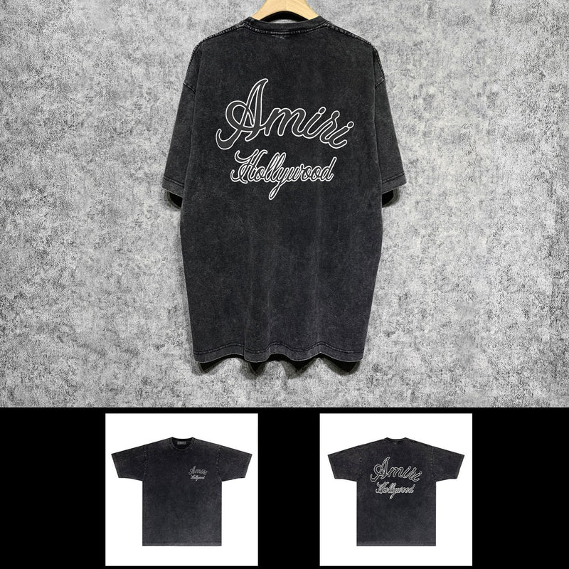 Amiri washed t-shirt letter padded printing short sleeves