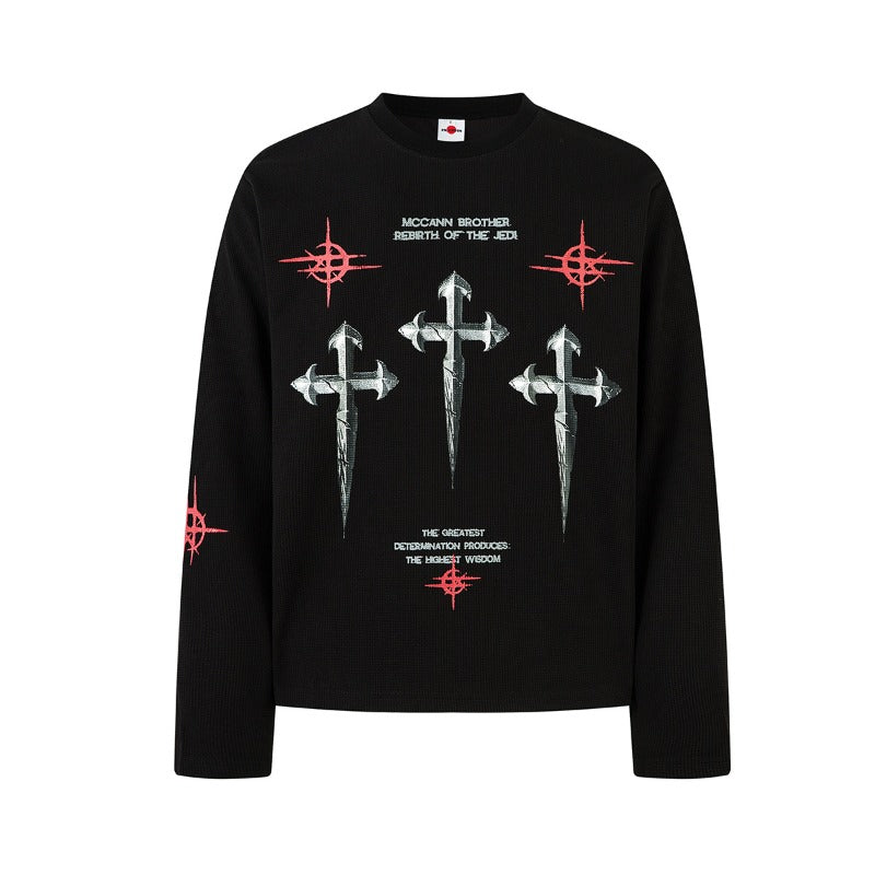Unisex long-sleeved shirt autum dark cross