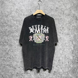 Amiri washed t-shirt lion medal printing short sleeve