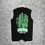 Amiri tank top green leaf letterprinting