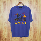 Amiri washed t-shirt motorcycle skull printing short sleeves