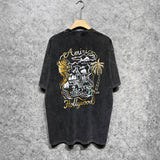 Amiri washed t-shirt hollywood golden dragon printing short sleeve