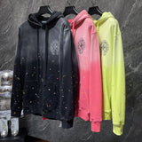 Chh Chrome Hearts Hoodie Horseshoe gradual change washing water splashing ink