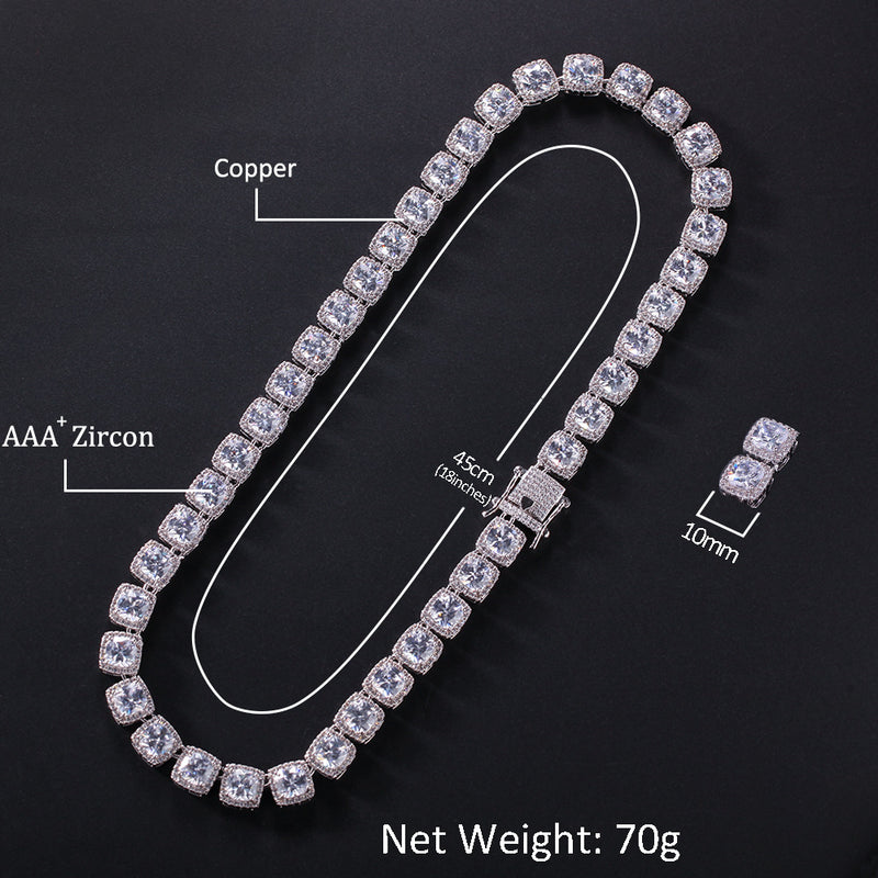 Chains HipHop Square Zircon Necklace HipHop BlingChain Spectrum