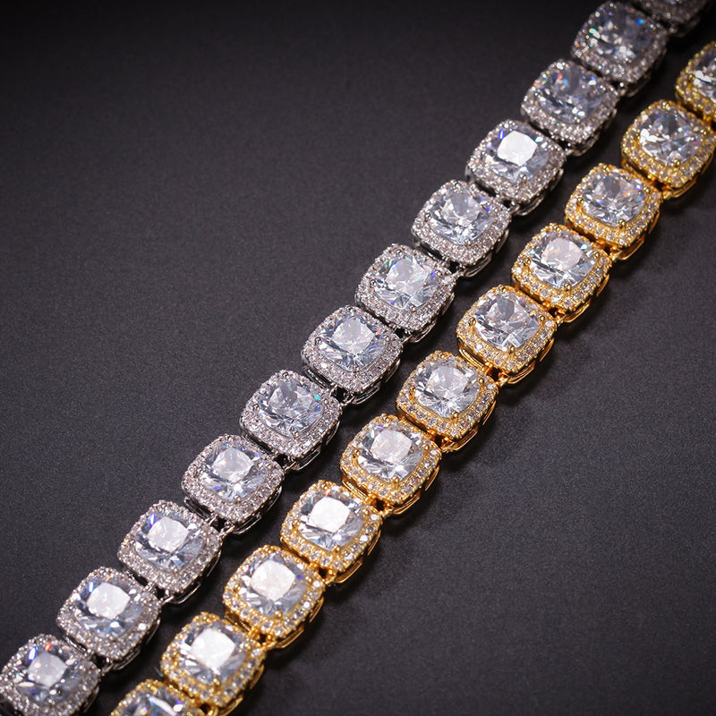 Chains HipHop Square Zircon Necklace HipHop BlingChain Spectrum