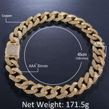 Chains Hip Hop Versatile 2cm Wide Zircon Cuban Necklace Bracelet Royalty