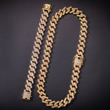 Chains Miami Cuban Necklace Gold Plated with Diamonds Collarbone Chain Spectrum