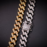 Chains Miami Cuban Necklace Gold Plated with Diamonds Collarbone Chain Spectrum