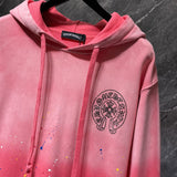 Chh Chrome Hearts Hoodie Horseshoe gradual change washing water splashing ink