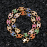Chains Hip Hop Necklace Colored Zircon Pig Nose Chain Royalty Spectrum