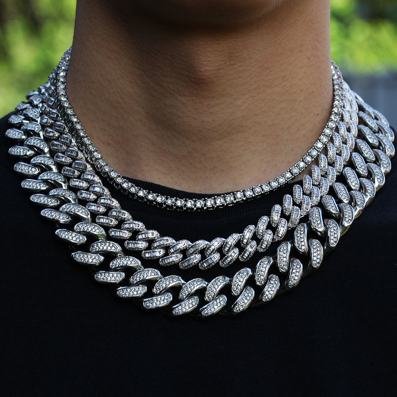 Chains Hip Hop Zircon Mix Inlaid Cuban Necklace Spectrum Royalty