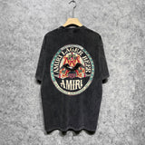 Amiri washed t-shirt oil painting flying eagle short sleeve