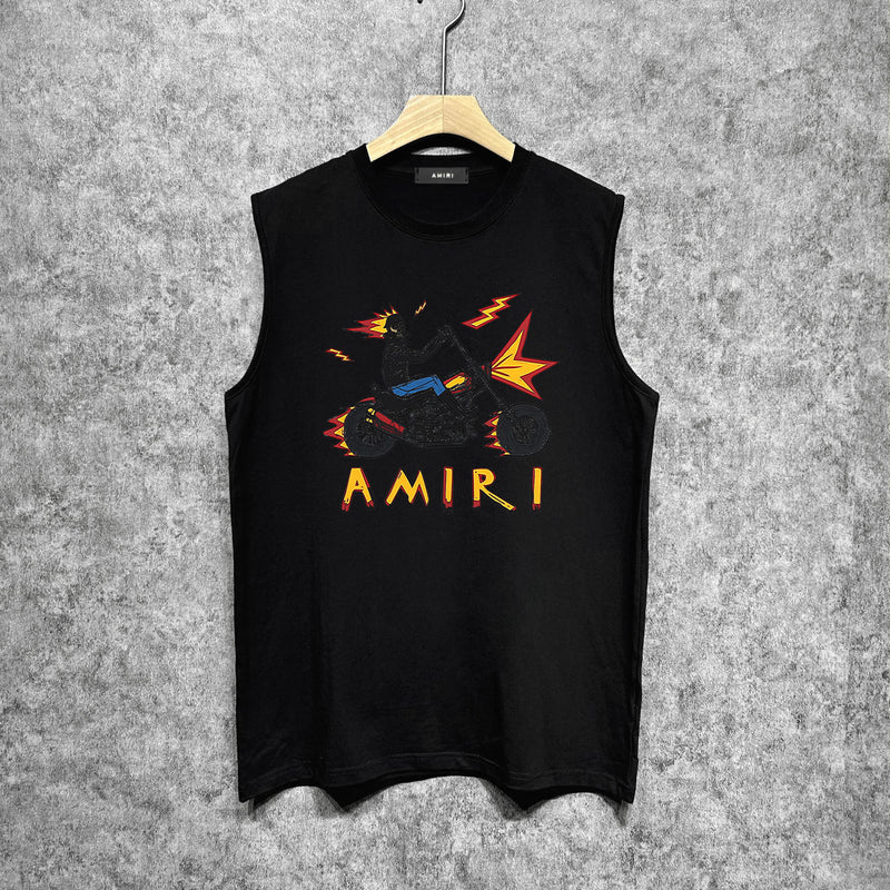 Amiri tank top motorcycle skull printing
