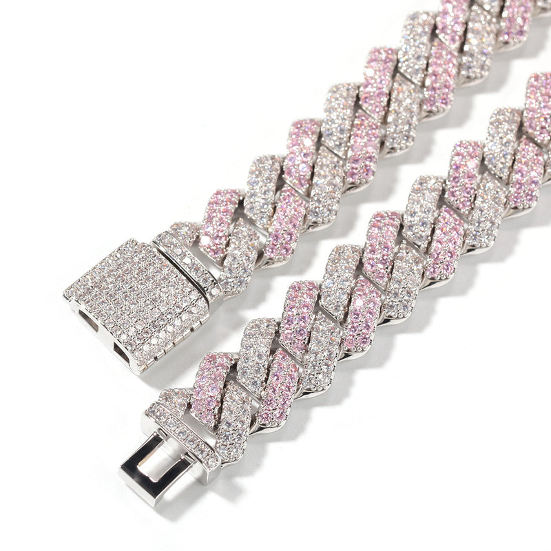Chains Cuban Necklace Men's 13mm Zircon Gold Plated Spectrum St. Valentine's