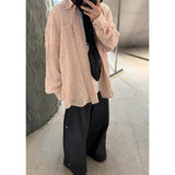 Unisex Shirts Our Legacy Pink Loose Checked Long Sleeve Shirt