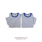 Mariner Shirt Navy-Striped Shirt Heavy Cotton Striped T-shirt Washed-out Vintage Short Sleeve Men
