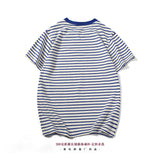 Mariner Shirt Navy-Striped Shirt Heavy Cotton Striped T-shirt Washed-out Vintage Short Sleeve Men