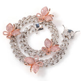 Chains Hip Hop Microencrusted Zircon Butterfly Cuban Necklace Collarbone Chain Spectrum St. Valentine's