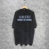 Amiri washed t-shirt crayon horizontal stripes printing short sleeve