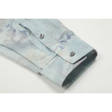 Unisex Shirts Floral Print Oversized Satin Shirt