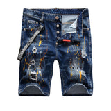 DSQ2 Short Jeans Ripped Patch Slim-fit Stretch Denim Shorts
