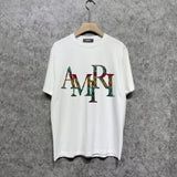 Amiri t shirts rainbow letter printing short sleeve
