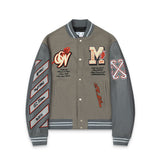 Off White Jacket Qiuxin OW Joint Heavy Industry Embroidery Hot Diamond Baseball Jacket