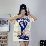 Hellstar T Shirt Yoga Girl Print Casual Loose