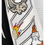 Off White Jacket Autumn/Winter OW Heavy Industry Embroidered Leather Down Cotton Baseball Jacket Jacket