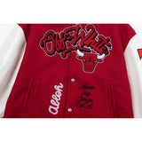 Off White Jacket Qiuxin OW Joint NBA Team Series Baseball Jacket