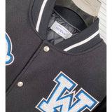 Off White Jacket Autumn/Winter OW Heavy Industry Embroidered Leather Down Cotton Baseball Jacket Jacket