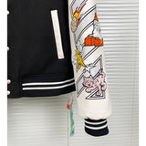 Off White Jacket Autumn/Winter OW Heavy Industry Embroidered Leather Down Cotton Baseball Jacket Jacket
