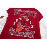 Off White Jacket Qiuxin OW Joint NBA Team Series Baseball Jacket