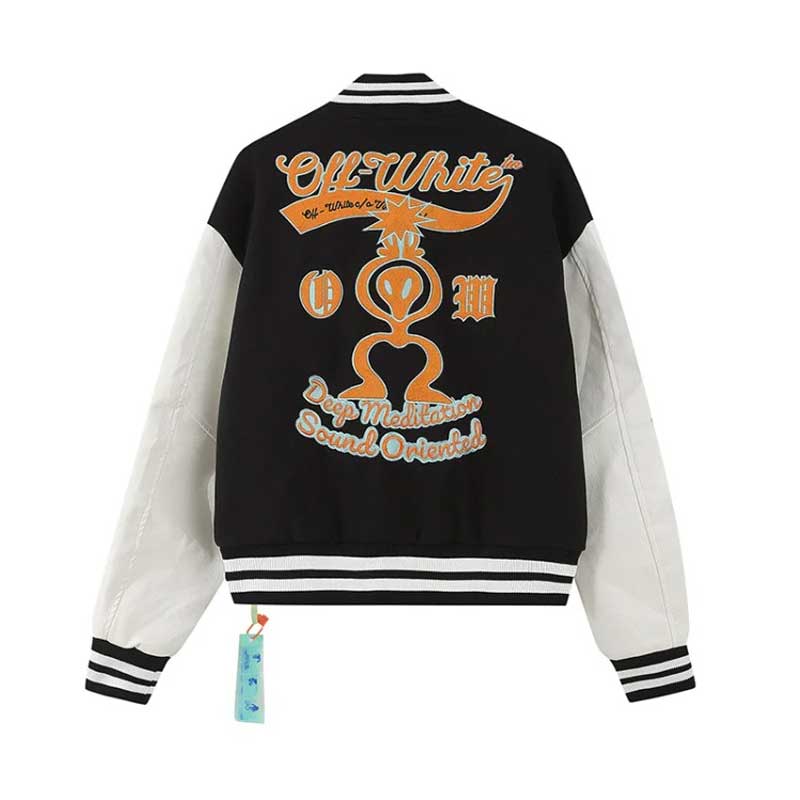 Off White Jacket Autumn/Winter OW Multi-element Logo Woolen Splicing Jacket