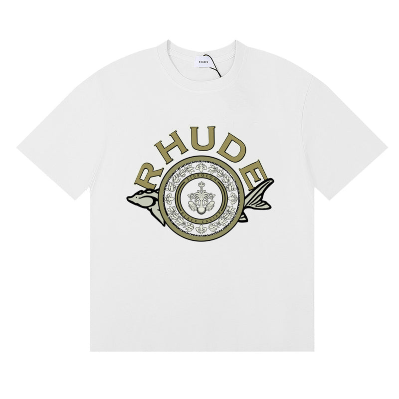 Rhude T Shirts Sturgeon Caviar Printed Cotton Short Sleeves Men and Women