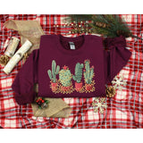 Cute Cotton Christmas Cactus Tape Lights Sweatshirt